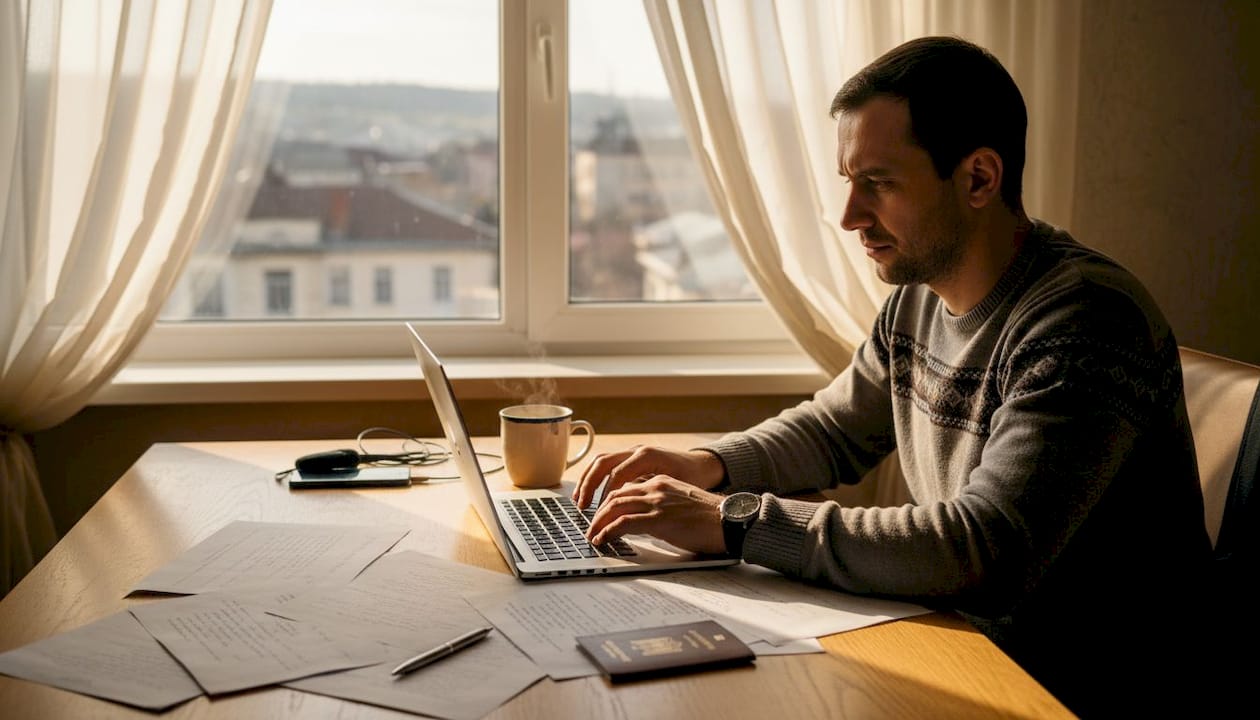 Entrepreneur working remotely at home in Moldova